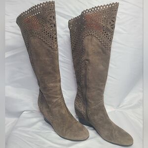 Sofft Tall Brown Suede Boots 8.5 Boho Western Festival Vibes